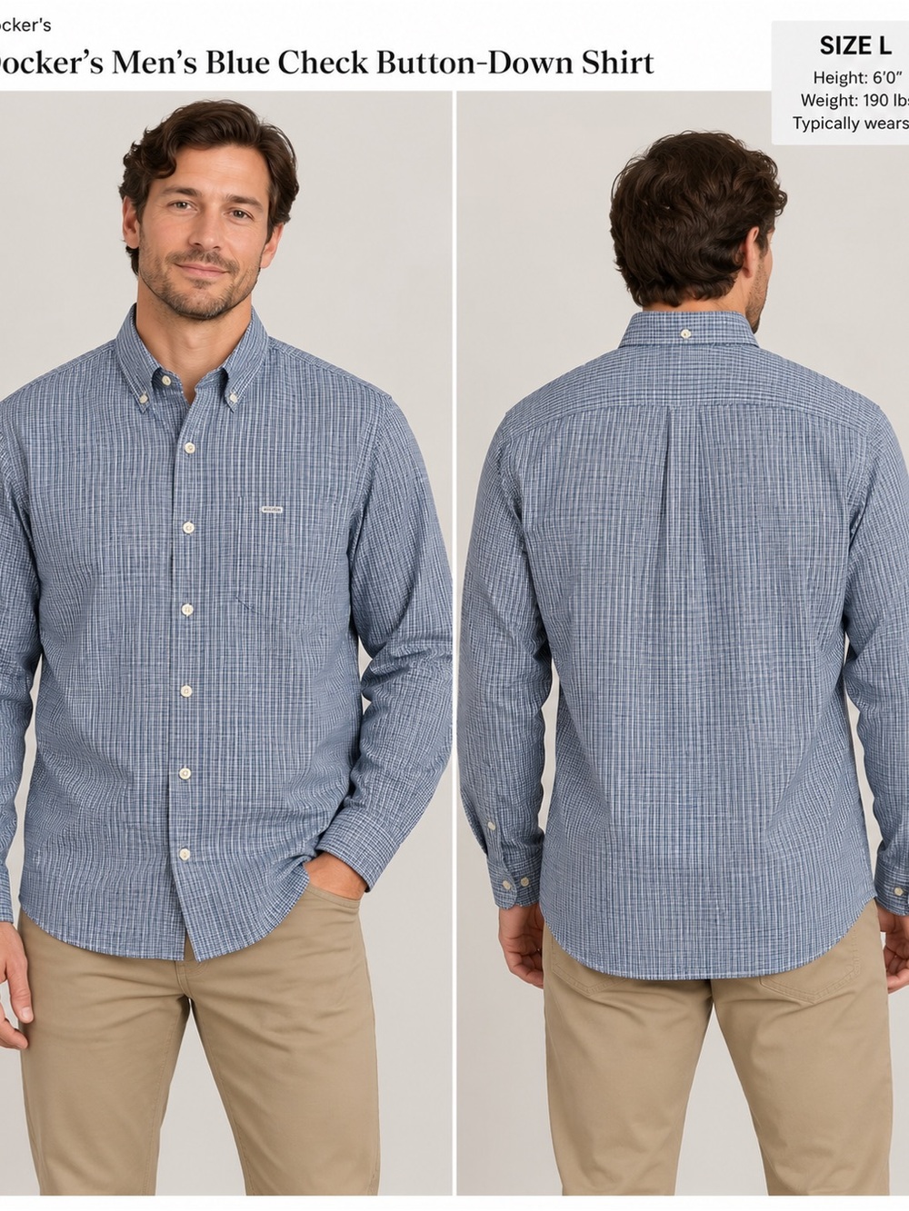 Docker’s Men's Blue Check Button-Down Shirt